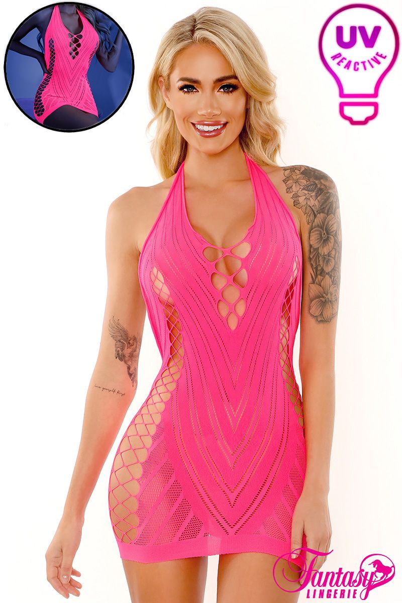 Fantasy Lingerie - Shock Value UV Dress with Open Back - Boutique Séduction
