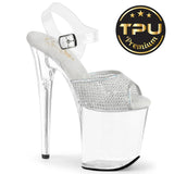 Plateforme à Bride Cheville Ornée de Strass Talon de 8"