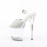 Plateforme à Bride Cheville Ornée de Strass Talon de 8"