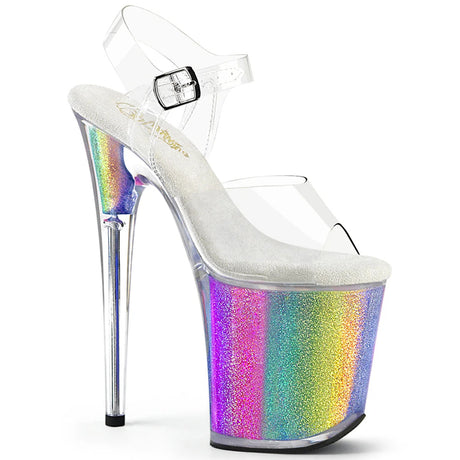 UV Reactive Sequin Sandal 8" Heel Pleaser Shoes - Boutique Séduction
