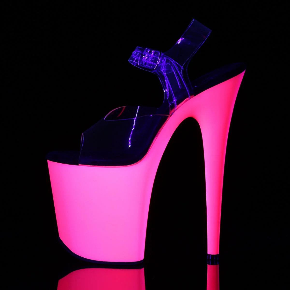 Sandal with Neon UV Reactive Platform 8" Heel Pleaser Shoes - Boutique Séduction