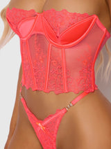 House Of Desire - Eden Embroidered Bustier & Tanga Set - Boutique Séduction