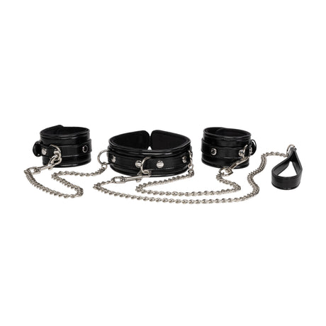 Miss Morgane Wrist to Collar Restraints Set | Pearlescent PU & Velvet