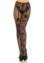 Leg Avenue - Lacey Suspender Crotchless Tights - Boutique Séduction