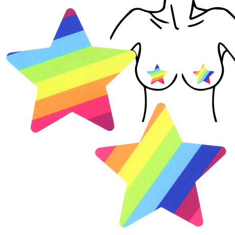 Rainbow Satin Star Pasties Seduction - Boutique Séduction