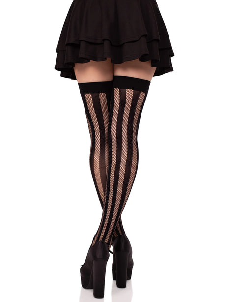Leg Avenue - Krya Striped Net Thigh Highs - Boutique Séduction
