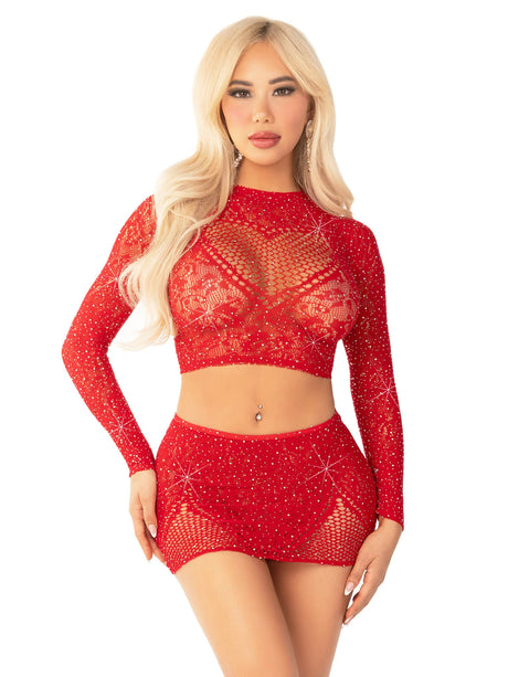 Leg Avenue - Wildest Dreams Crop Top and Skirt Set - Boutique Séduction