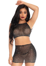 Leg Avenue - Make a Scene Rhinestone Skirt Set - Boutique Séduction
