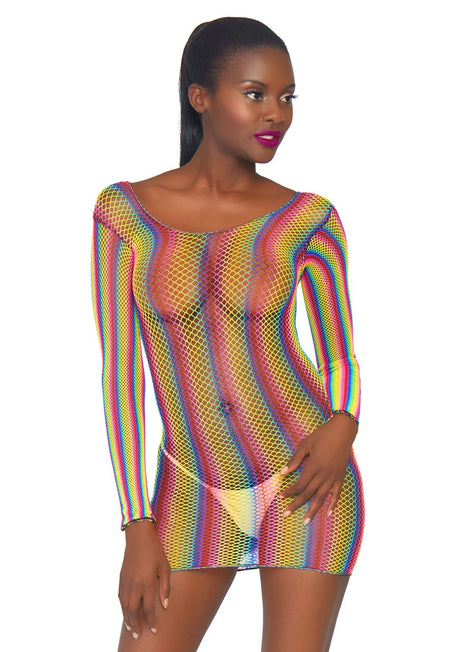 Leg Avenue - Not Sorry Rainbow Net Dress - Boutique Séduction