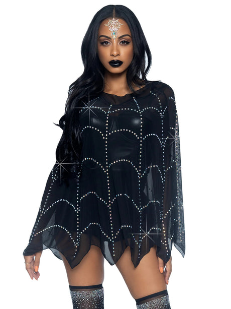 Leg Avenue - Spider Web Rhinestone Costume Poncho - Boutique Séduction