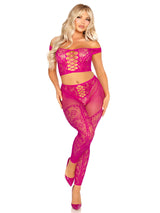 Leg Avenue - Love Me Tonight Crop Top and Leggings Set - Boutique Séduction