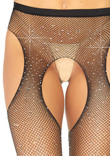 Casey Rhinestone Fishnet Suspender Pantyhose Leg Avenue - Boutique Séduction