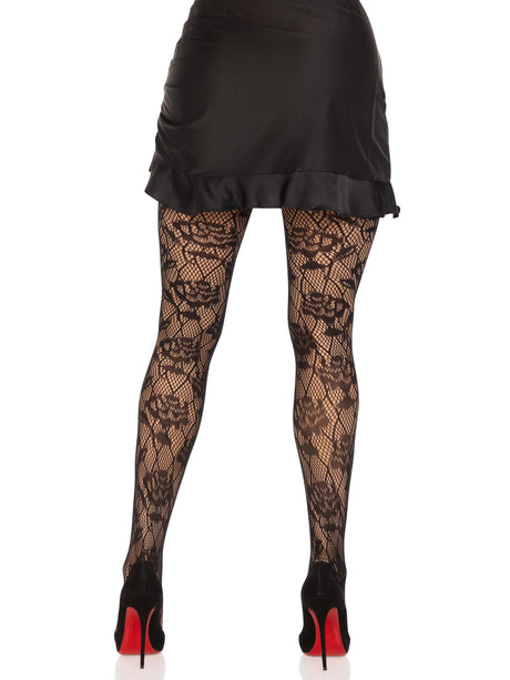 Leg Avenue - Wild Rose Net Tights - Boutique Séduction