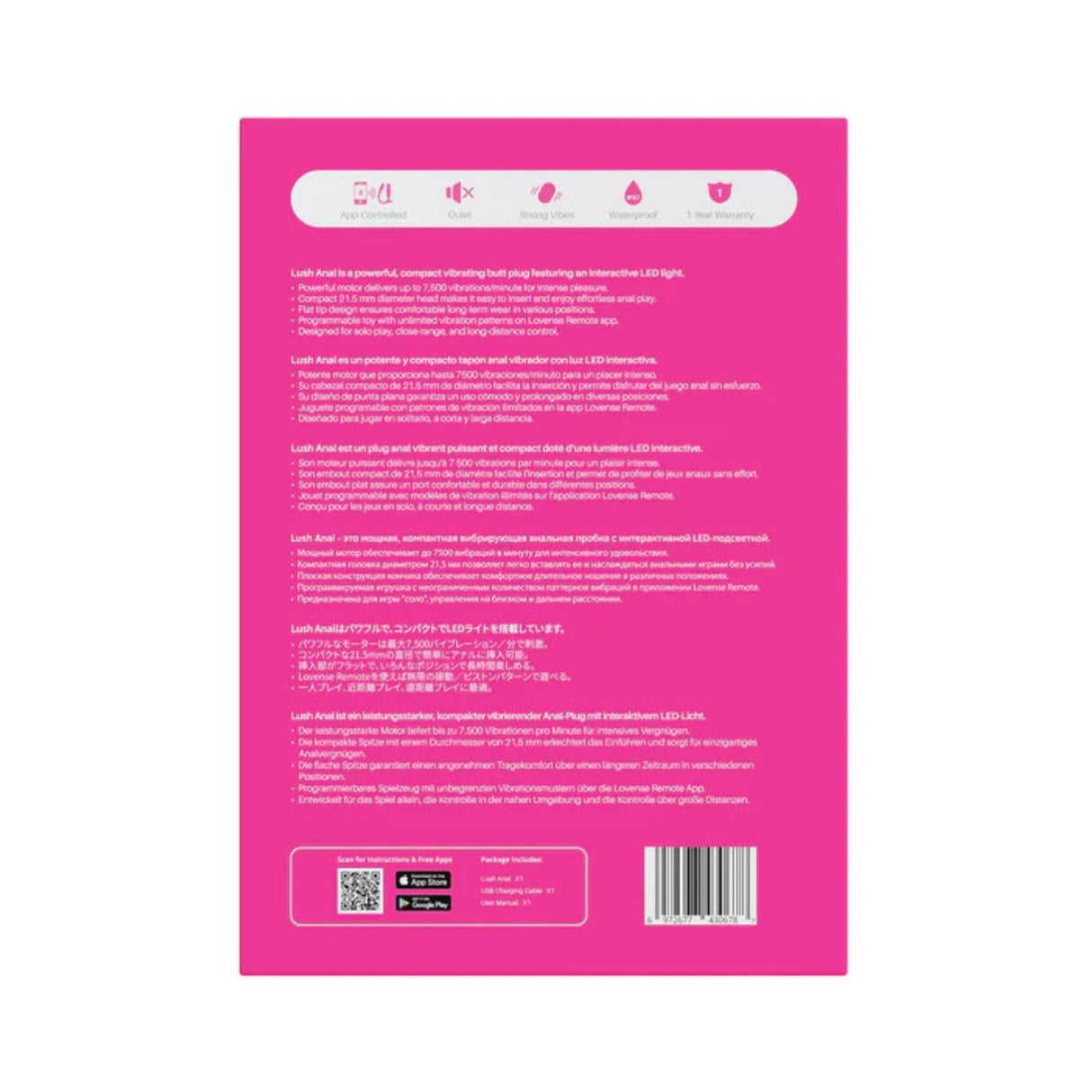 Lush Anal Petit Vibrateur App-Contrôle