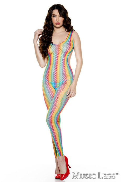 Music Legs - Footless Rainbow Bodystocking - Boutique Séduction