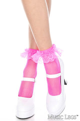 Music Legs - Ruffle Fishnet Ankle Hi - Boutique Séduction