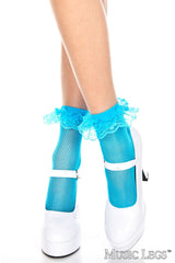 Music Legs - Ruffle Fishnet Ankle Hi - Boutique Séduction