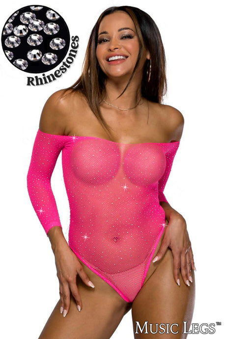 Music Legs - Rhinestone Net Teddy - Boutique Séduction