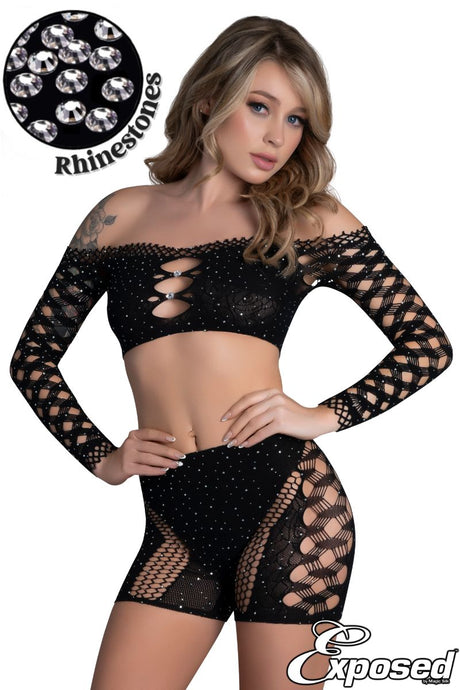 Exposed - 2Pc Rhinestone Set - Boutique Séduction