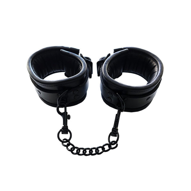 Rouge - Leather Black Padded Ankle Cuffs - Boutique Séduction
