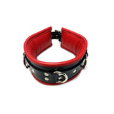 Rouge - Leather 3 D-Ring Padded Collar - Boutique Séduction