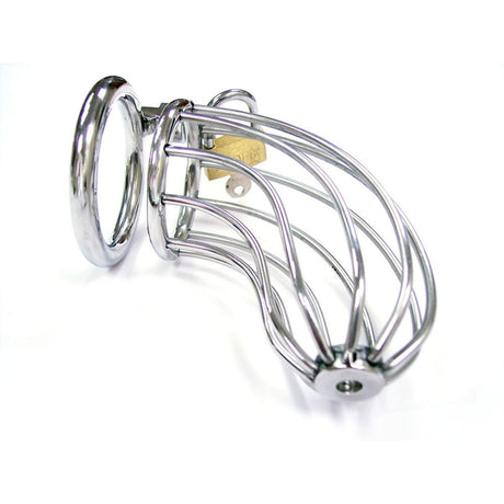 Rouge - Stainless Steel Chastity Cock Cage with Padlock - Boutique Séduction