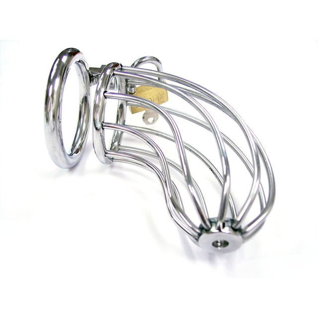 Rouge - Stainless Steel Chastity Cock Cage with Padlock - Boutique Séduction