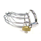 Rouge - Stainless Steel Chastity Cock Cage with Padlock - Boutique Séduction