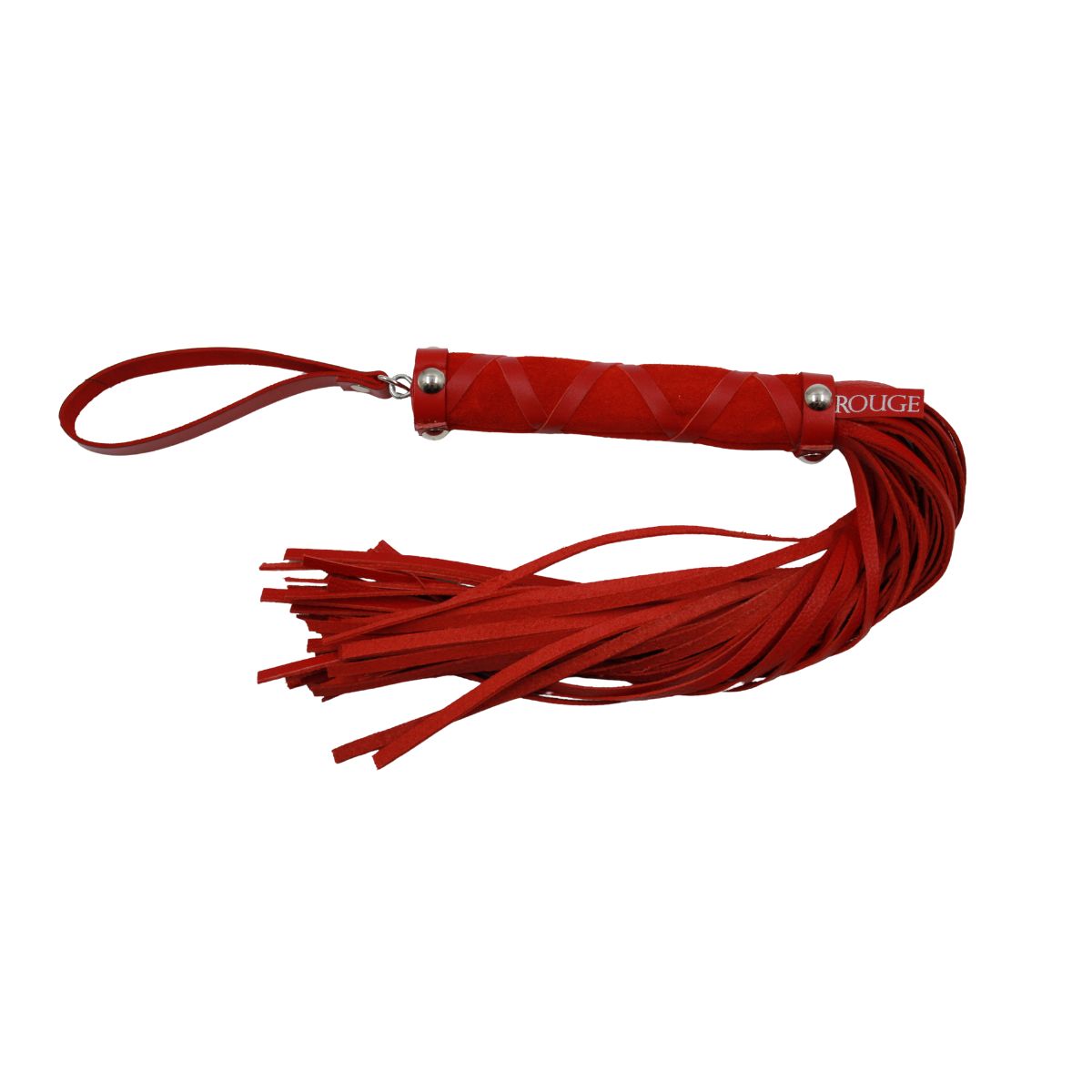 Rouge - Short Leather Flogger With Studs - Boutique Séduction