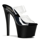 Clear Double Band Sandal 7" Heel Pleaser Shoes - Boutique Séduction