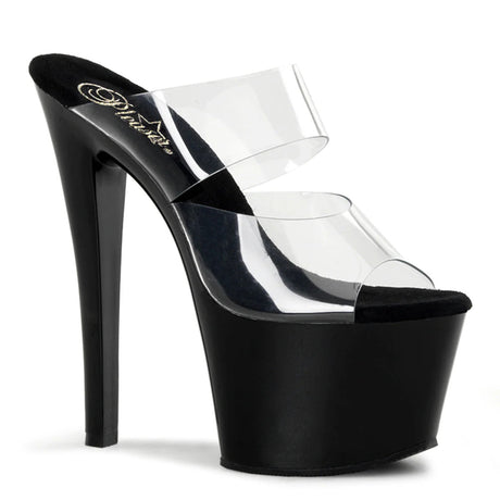 Clear Double Band Sandal 7" Heel Pleaser Shoes - Boutique Séduction