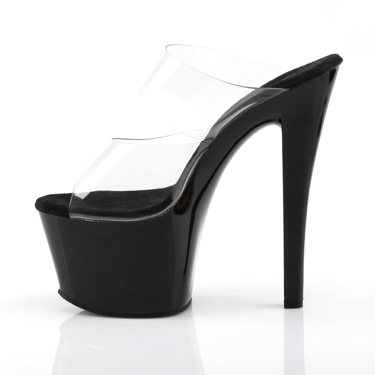 Clear Double Band Sandal 7" Heel Pleaser Shoes - Boutique Séduction