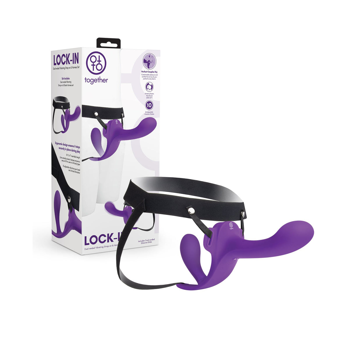 Lock-In Dual-Ended Vibrating Strap-On & Harness Set