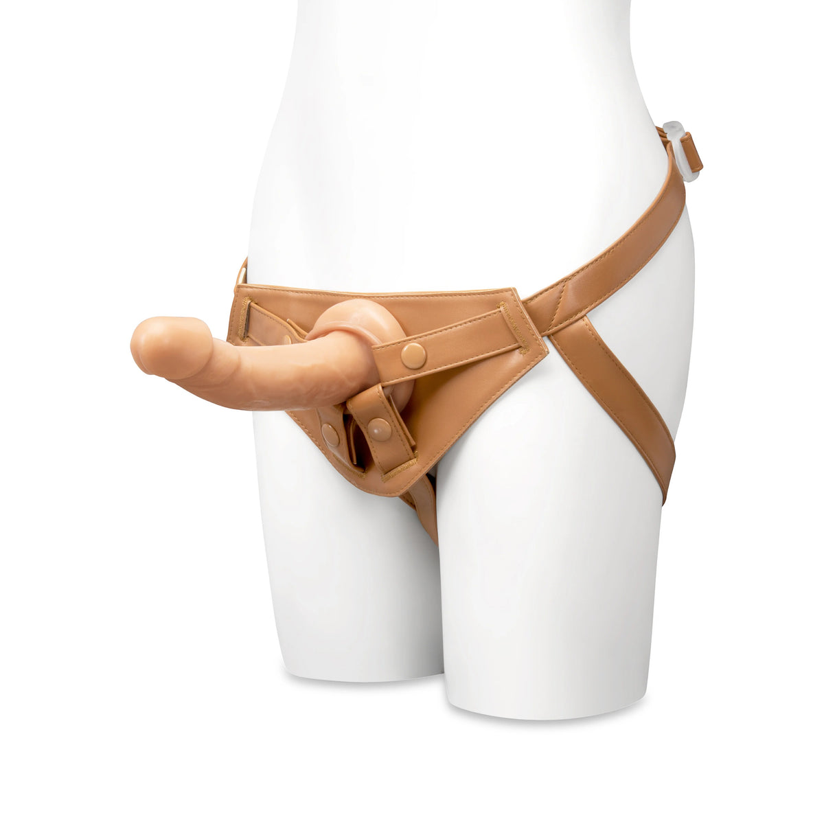 Together Tones 8-Inch Realistic Curved Strap-On Dildo with Flared Suction Base