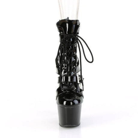 Cage Boots With Straps - 7" Heel - PLEASER - Black Pleaser Shoes - Boutique Séduction