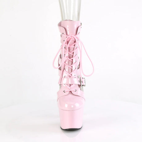 Cage Boots With Straps - 7" Heel - PLEASER - Pink Pleaser Shoes - Boutique Séduction