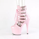 Cage Boots With Straps - 7" Heel - PLEASER - Pink Pleaser Shoes - Boutique Séduction