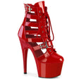 Cage Boots With Straps - 7" Heel - PLEASER - Red Pleaser Shoes - Boutique Séduction