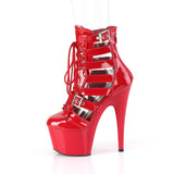 Cage Boots With Straps - 7" Heel - PLEASER - Red Pleaser Shoes - Boutique Séduction