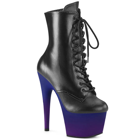 Ankle Boot - 7" Heel - PLEASER - Black/Purple Pleaser Shoes - Boutique Séduction