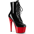 Ankle Boot - 7" Heel - PLEASER - Black/Red Pleaser Shoes - Boutique Séduction