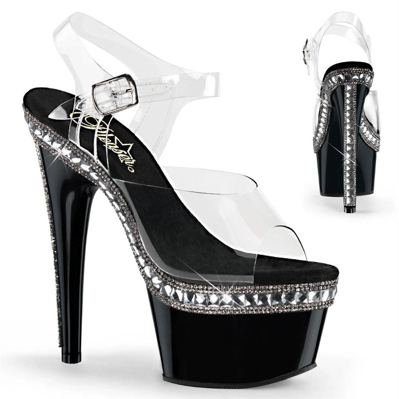 7" (17.8cm) Heel, 2 3/4" (7cm) Platform sandals with rhinestones Pleaser Shoes - Boutique Séduction