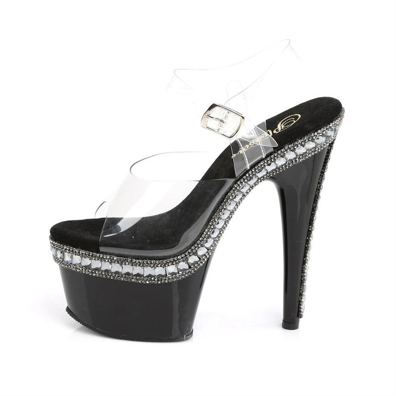 7" (17.8cm) Heel, 2 3/4" (7cm) Platform sandals with rhinestones Pleaser Shoes - Boutique Séduction