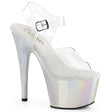 Holographic Sandal 7" Heel - PLEASER - Clear/Silver Pleaser Shoes - Boutique Séduction