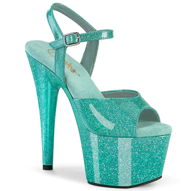 Glittering Sandal 7" Heel - PLEASER - Aqua Pleaser Shoes - Boutique Séduction