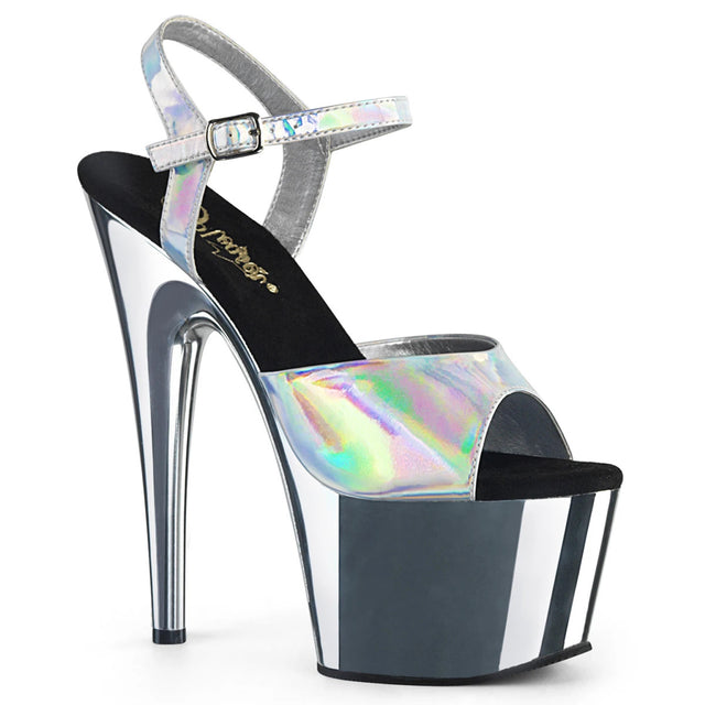 Chrome Platform Holographic Sandal 7" Heel - PLEASER Pleaser Shoes - Boutique Séduction