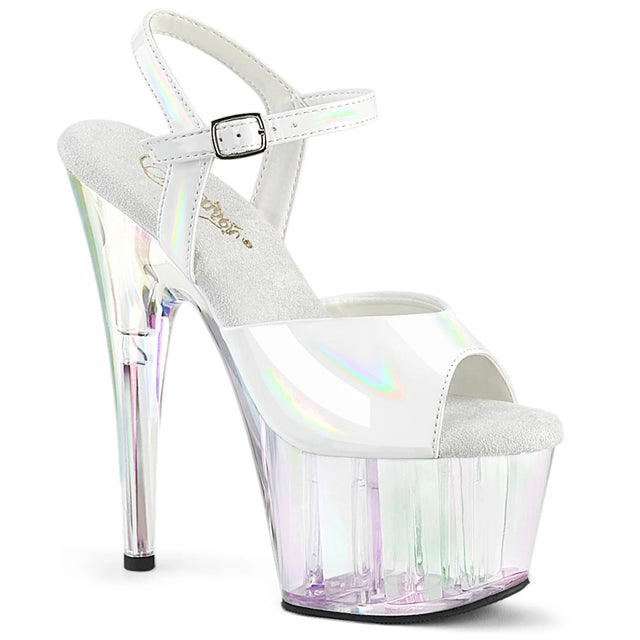 Holographic Sandal 7" Heel - PLEASER - White Pleaser Shoes - Boutique Séduction