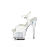 Holographic Sandal 7" Heel - PLEASER - White Pleaser Shoes - Boutique Séduction