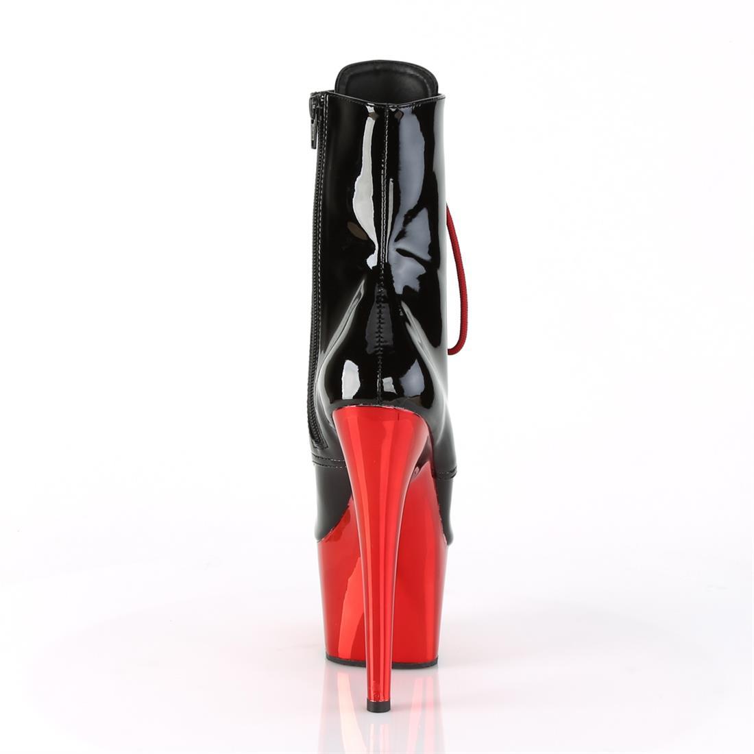 Ankle Boot - 7" Heel - PLEASER - Black/Red Chrome Pleaser Shoes - Boutique Séduction