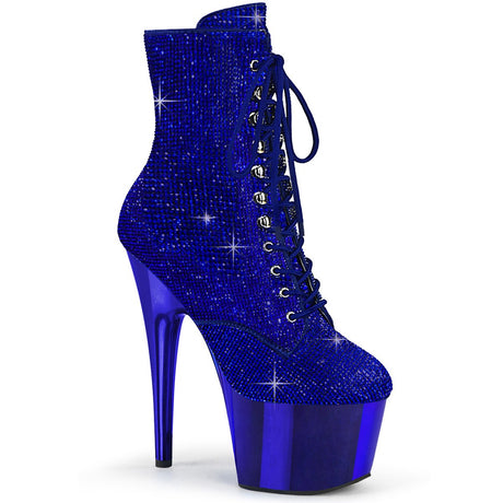 Ankle Boot - 7" Heel - PLEASER - Rhinestones Blue Pleaser Shoes - Boutique Séduction